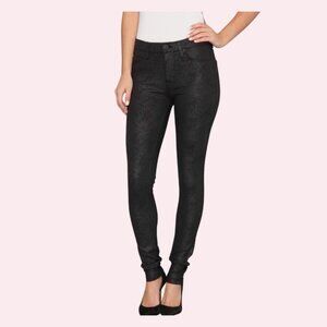 Hudson Nico Super Skinny Black Crackle Ponte Jeans Legging  Size 24